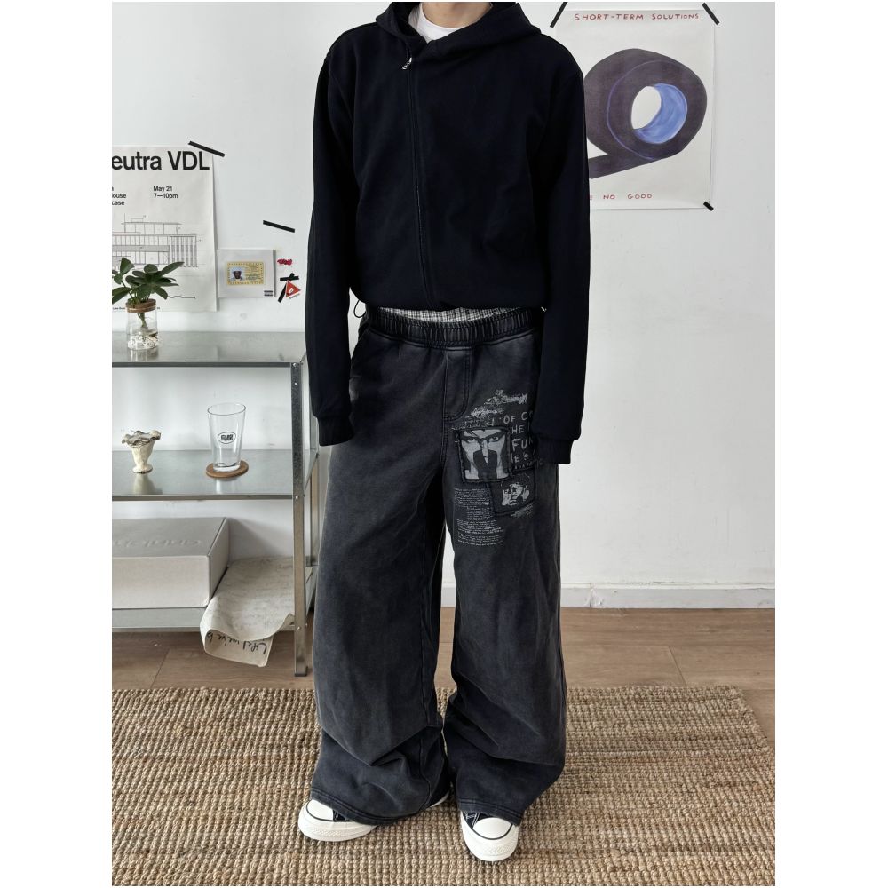 THE CURE VINTAGE WASH BLACK DISTRESSED SWEATPANTS image 2