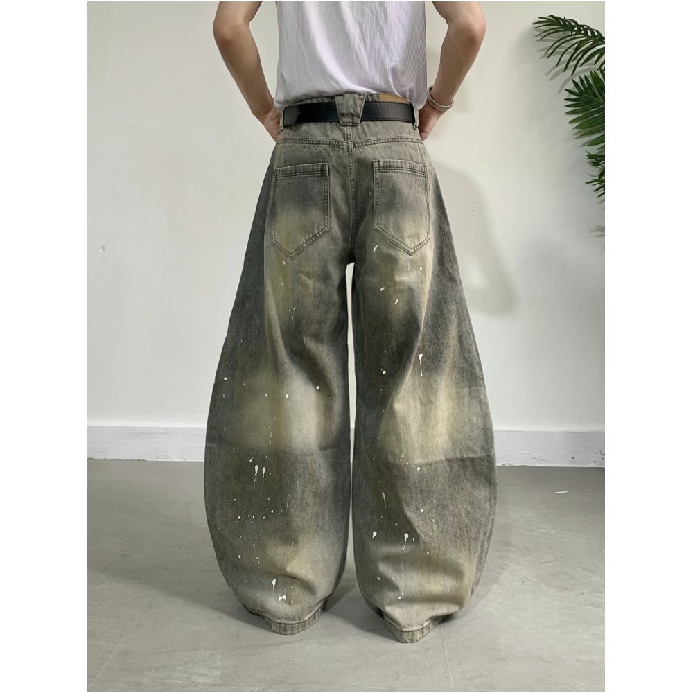 WASHED GRAY DENIM JEANS image 4