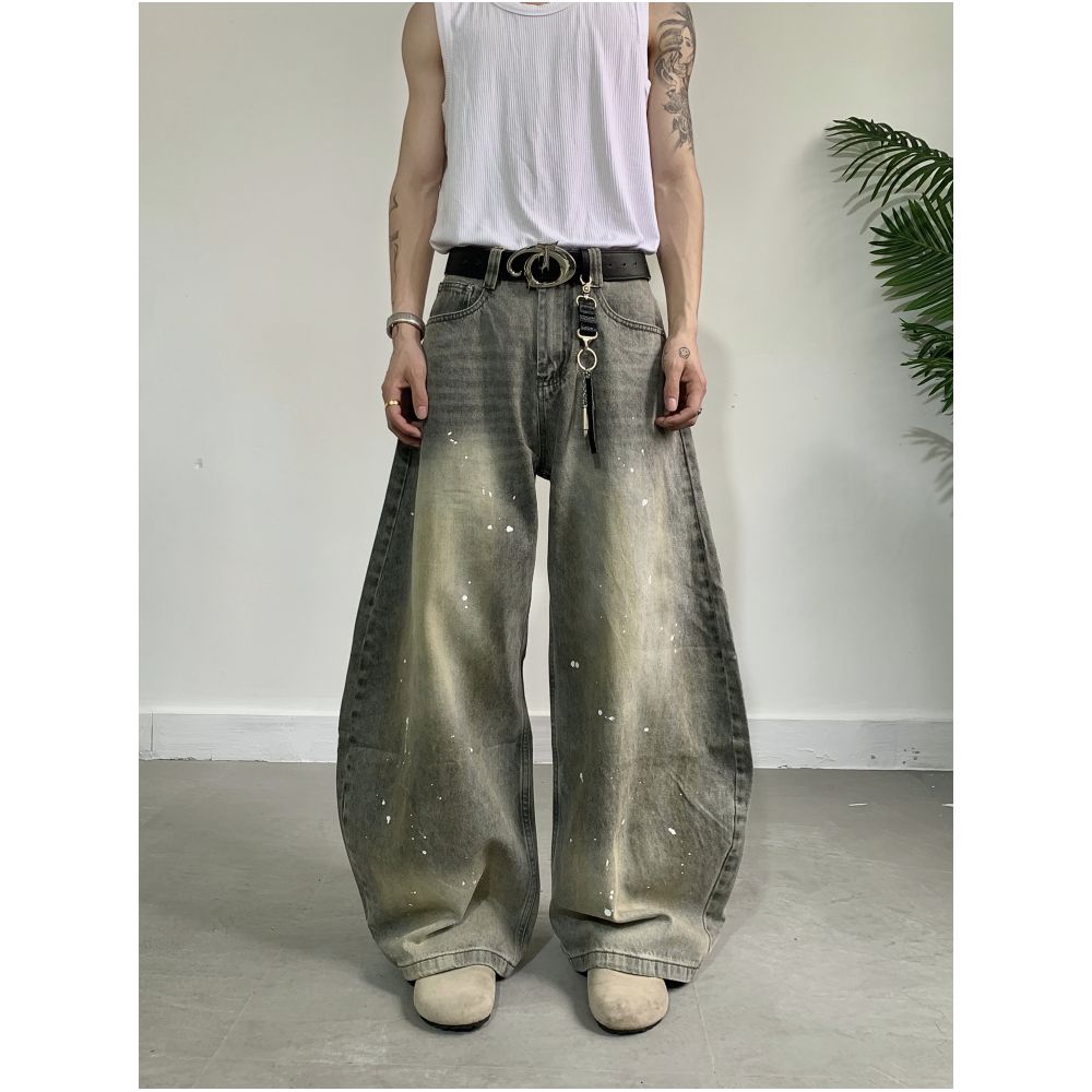 WASHED GRAY DENIM JEANS