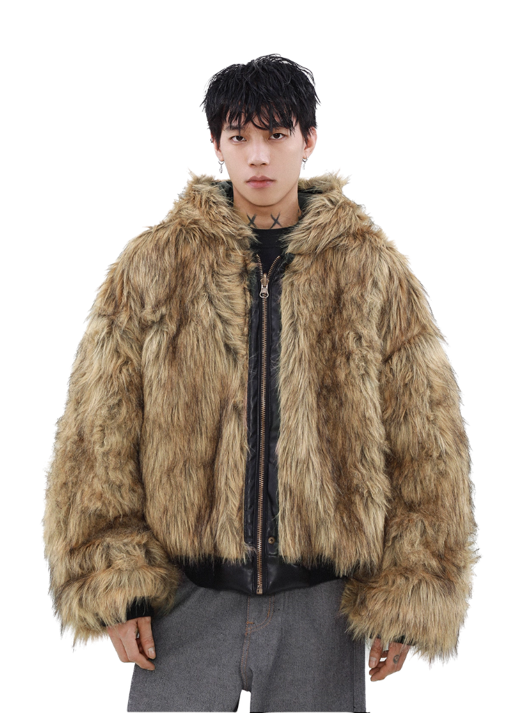 FAUX REVERSIBLE LEATHER FUR JACKET