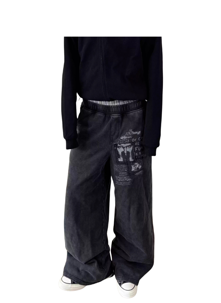 THE CURE VINTAGE WASH BLACK DISTRESSED SWEATPANTS