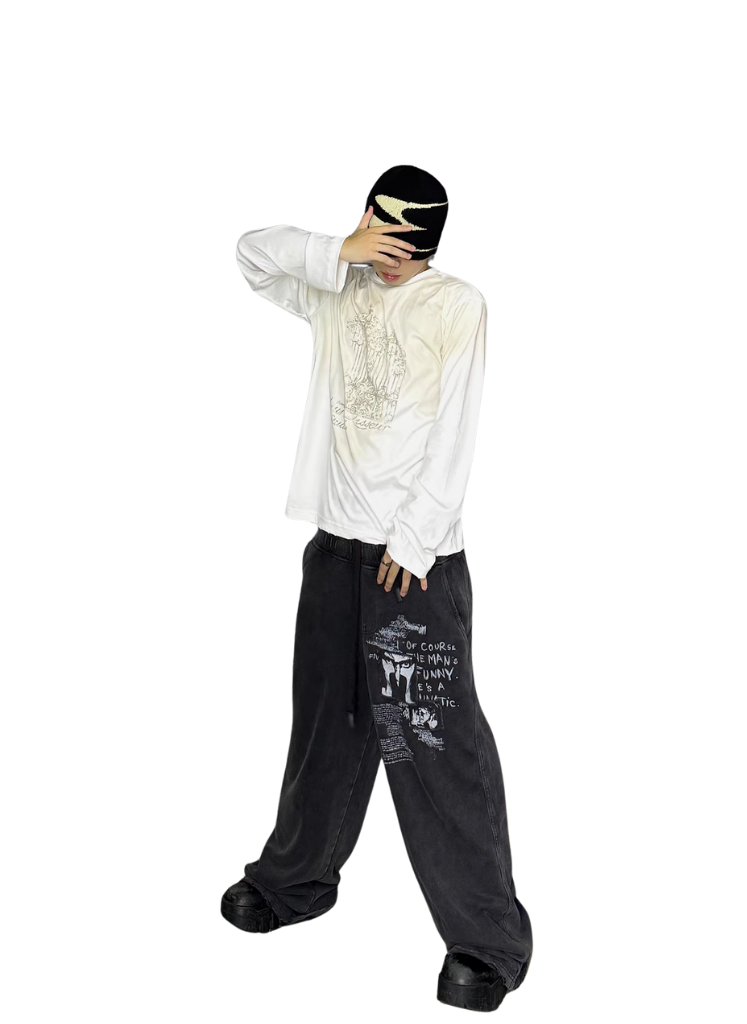 THE CURE VINTAGE WASH BLACK DISTRESSED SWEATPANTS