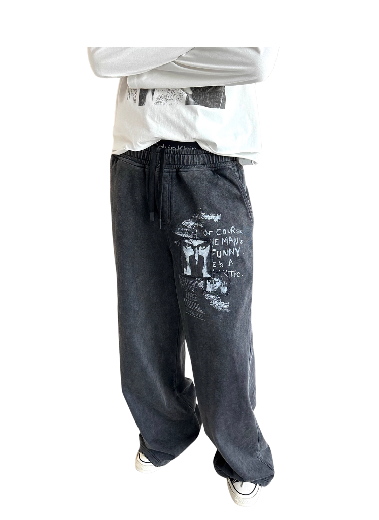 THE CURE VINTAGE WASH BLACK DISTRESSED SWEATPANTS
