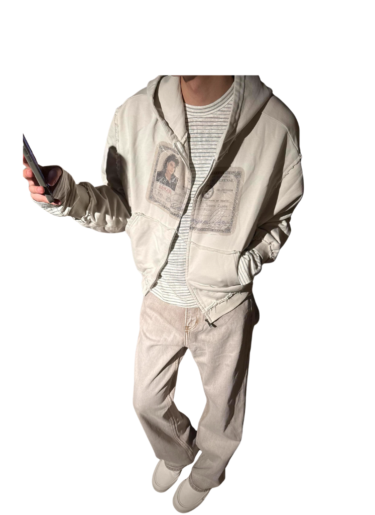 MICHAEL JACKSON ID CARD ZIP UP HOODIE