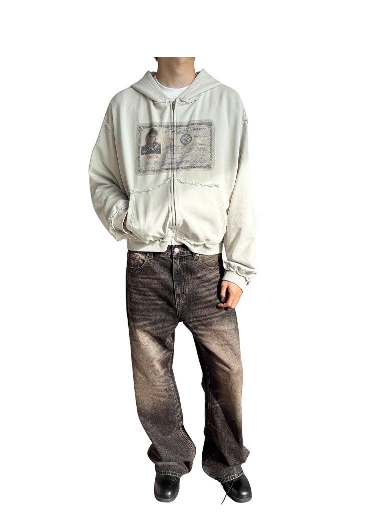 MICHAEL JACKSON ID CARD ZIP UP HOODIE