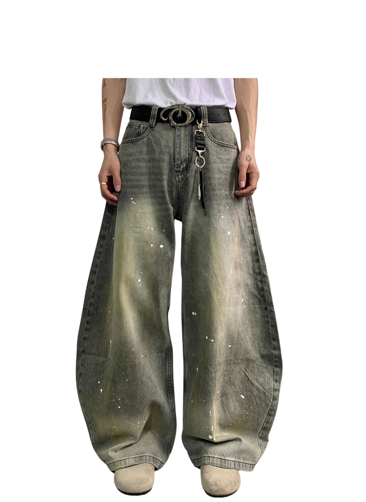 WASHED GRAY DENIM JEANS