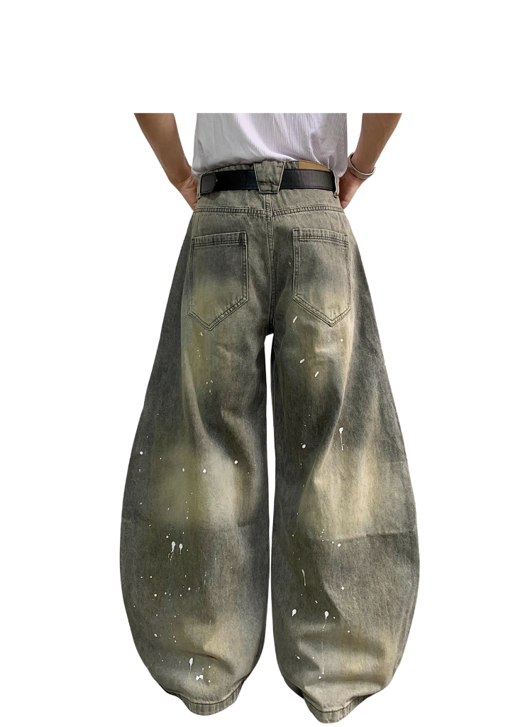 WASHED GRAY DENIM JEANS