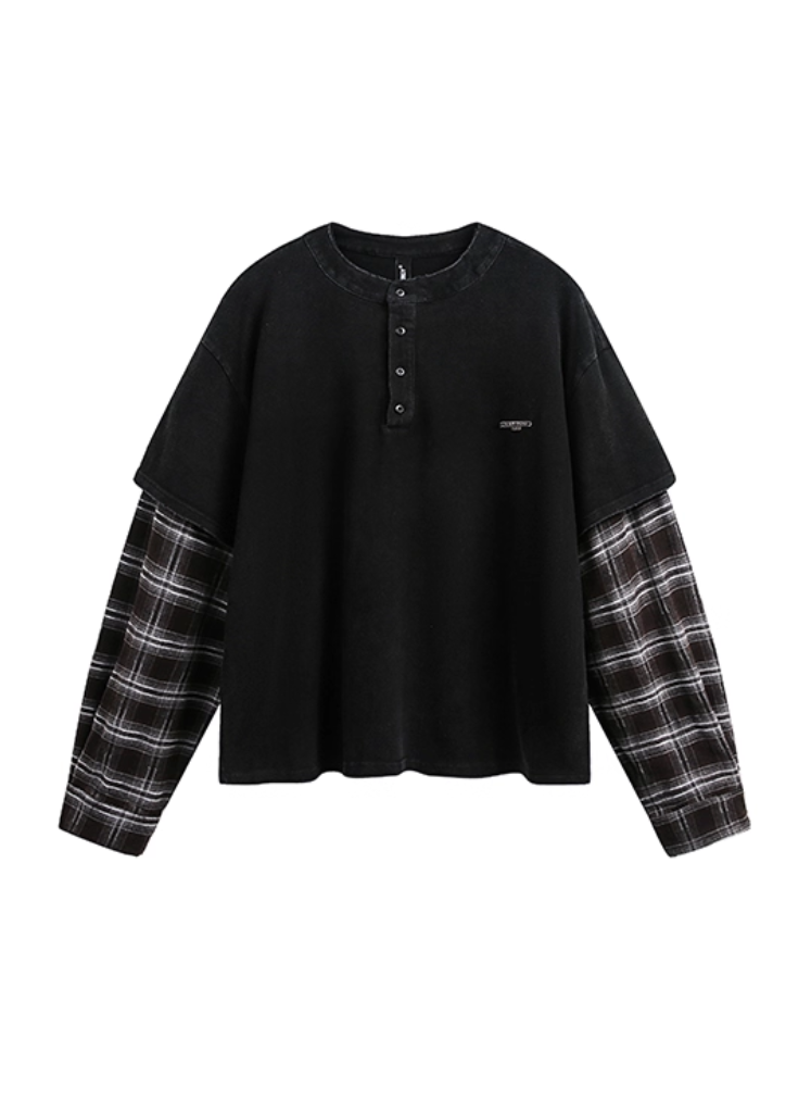 TWO PIECE HENLEY LONG SLEEVE TEE