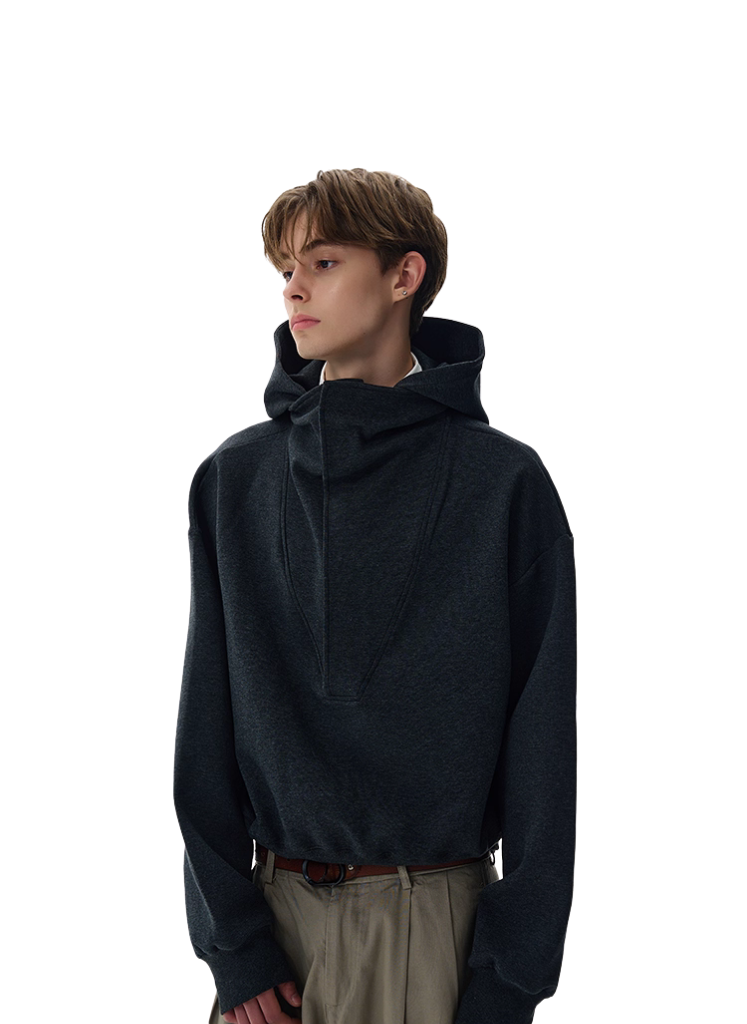 DECONSTRUCTED HALF ZIP HOODIE