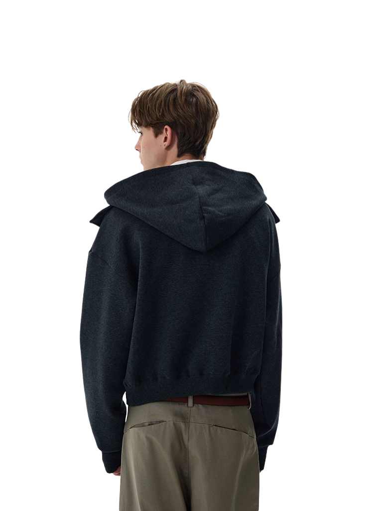 DECONSTRUCTED HALF ZIP HOODIE