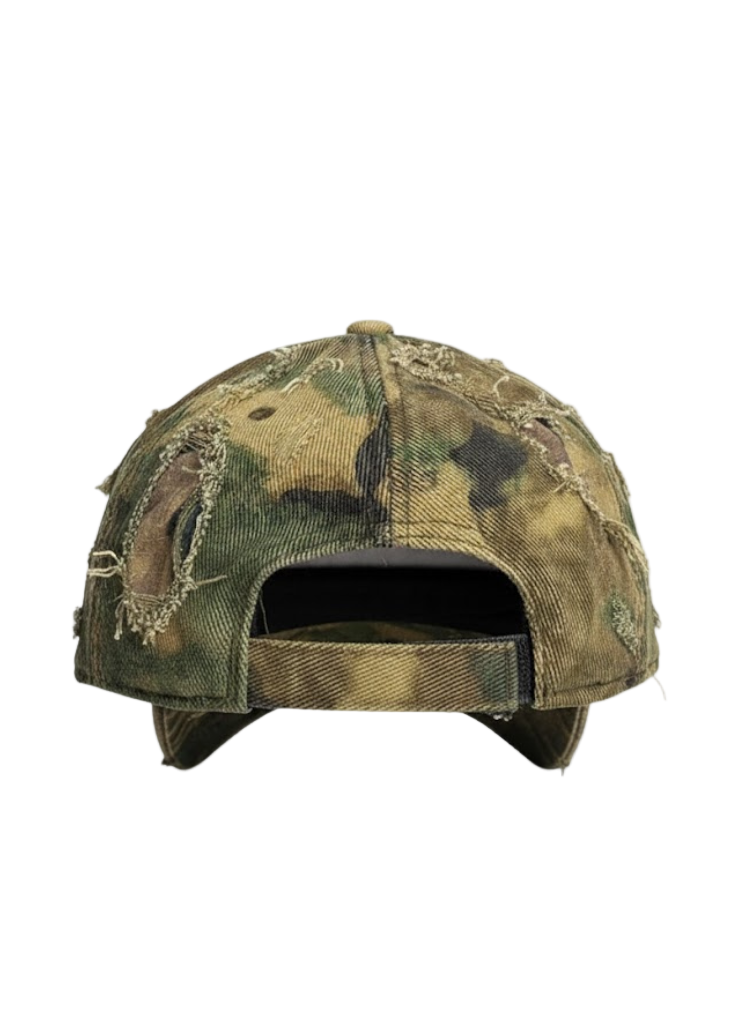 RETRO DISTRESSED CAMO BASEBALL CAP