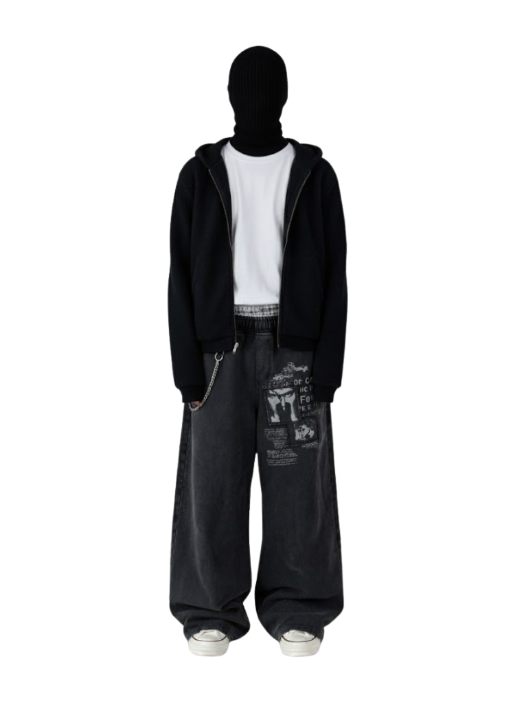 THE CURE VINTAGE WASH BLACK DISTRESSED SWEATPANTS