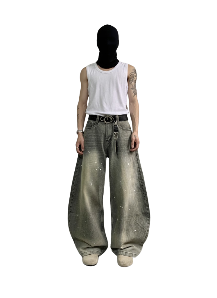 WASHED GRAY DENIM JEANS