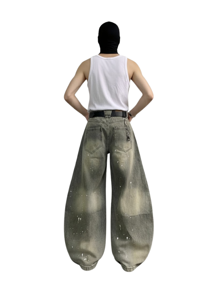 WASHED GRAY DENIM JEANS