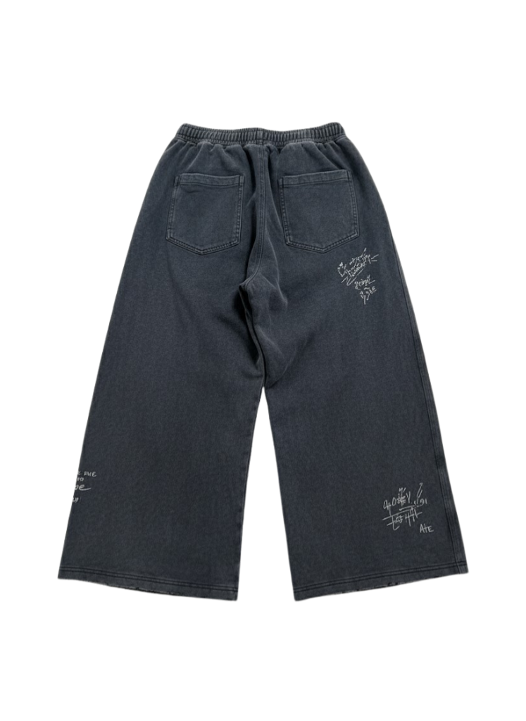 THE CURE VINTAGE WASH BLACK DISTRESSED SWEATPANTS