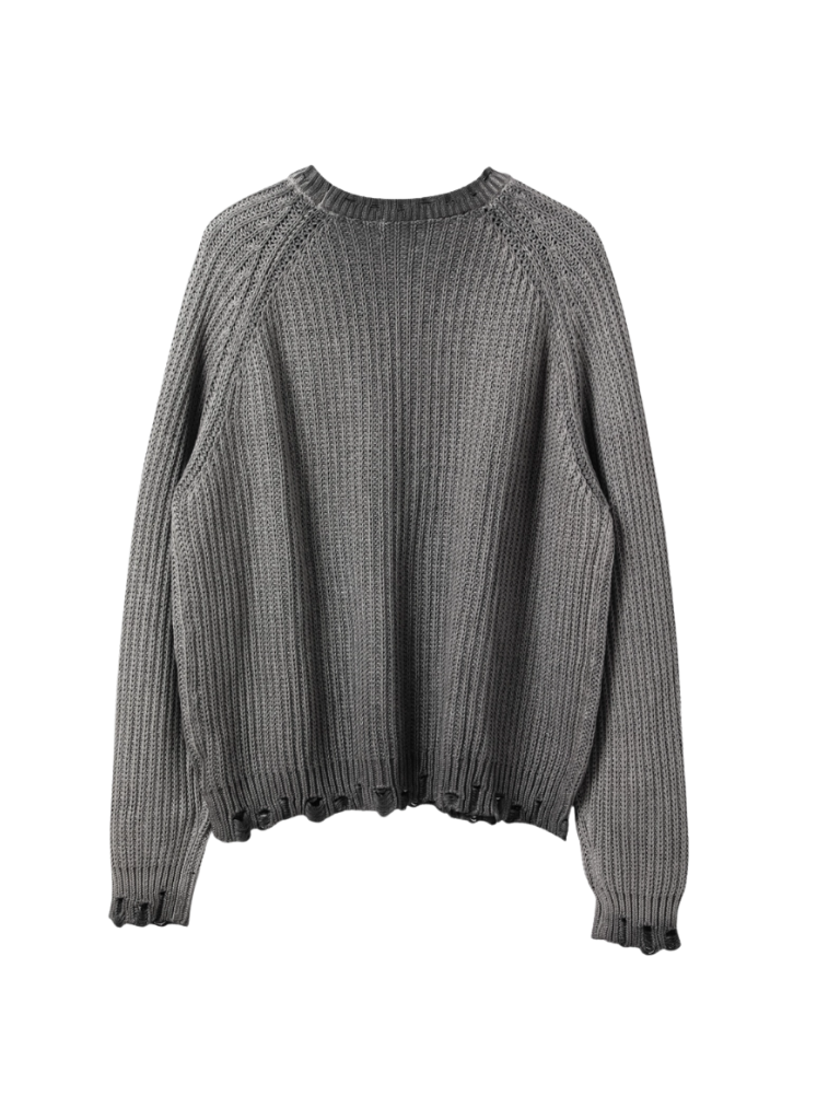 DISTRESSED RAGLAN KNIT SWEATER