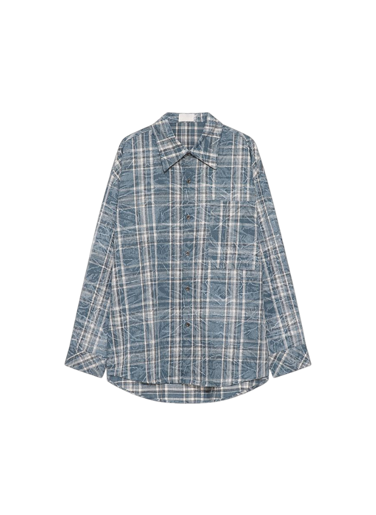 OVERSIZED BLUE PLAID FLANNEL