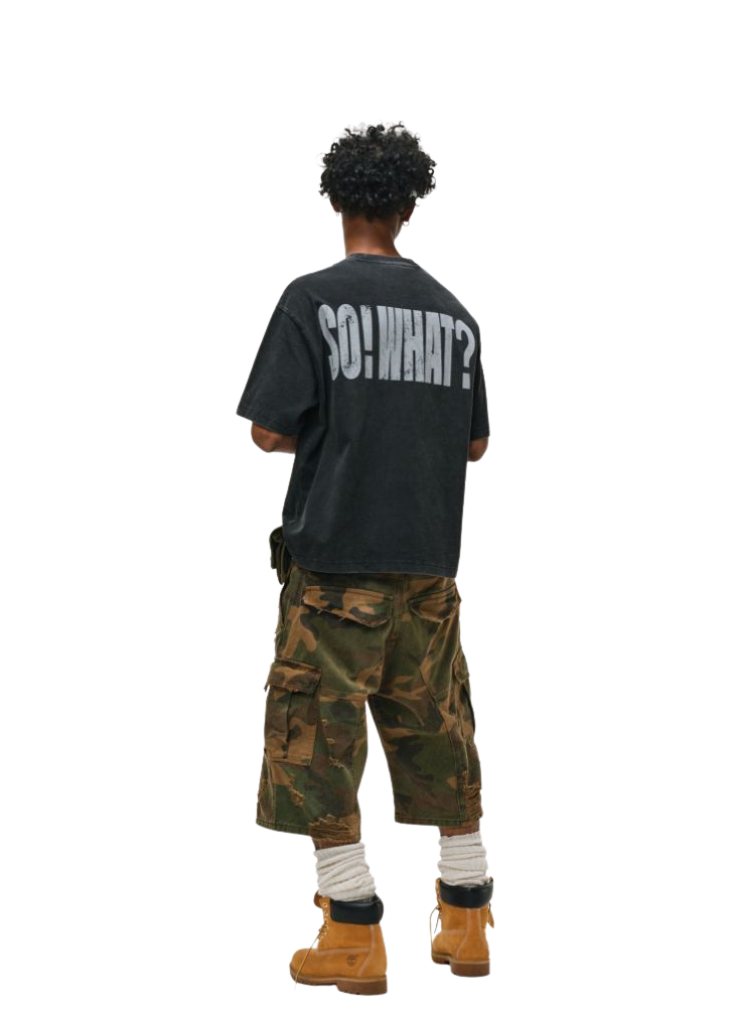 DISTRESSED CAMO CARGO JORTS