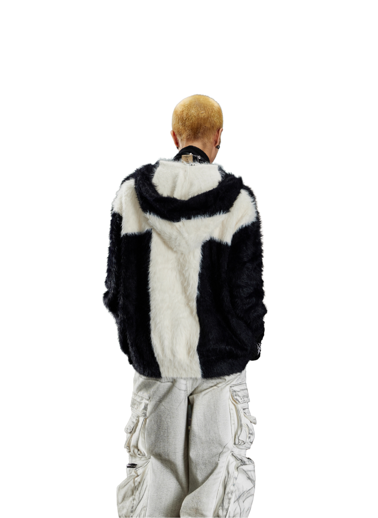 CROSS ZIP UP MOHAIR CARDIGAN