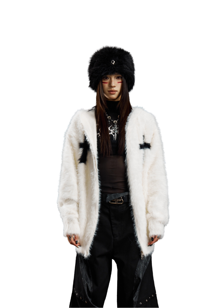 CROSS ZIP UP MOHAIR CARDIGAN