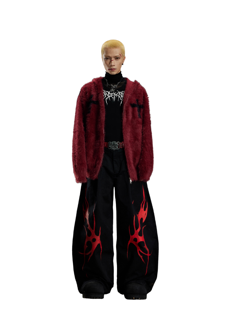 CROSS ZIP UP MOHAIR CARDIGAN