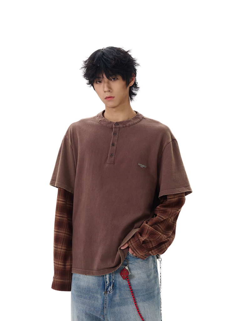 TWO PIECE HENLEY LONG SLEEVE TEE