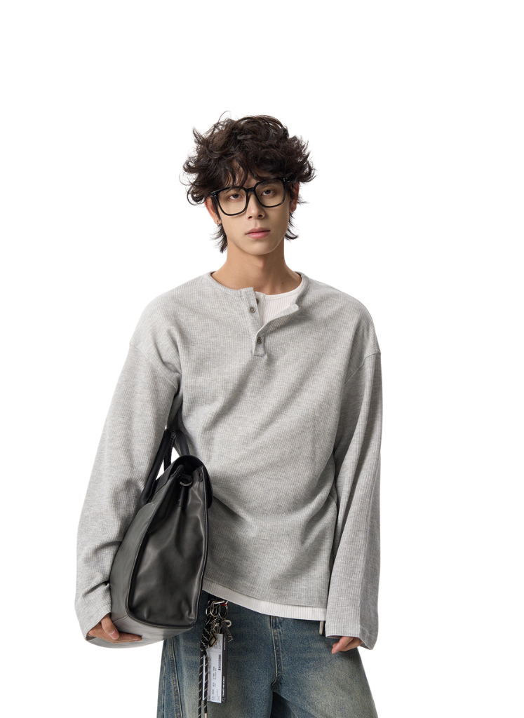 WAFFLE KNIT THERMAL HENLEY