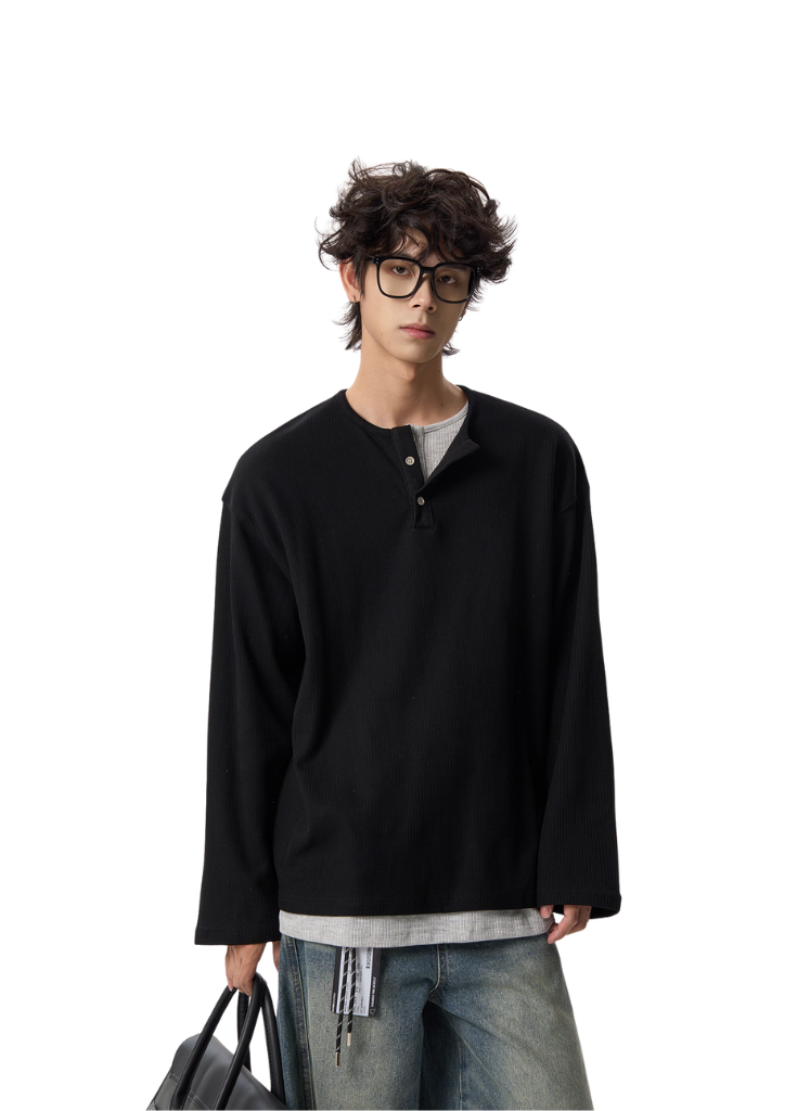 WAFFLE KNIT THERMAL HENLEY