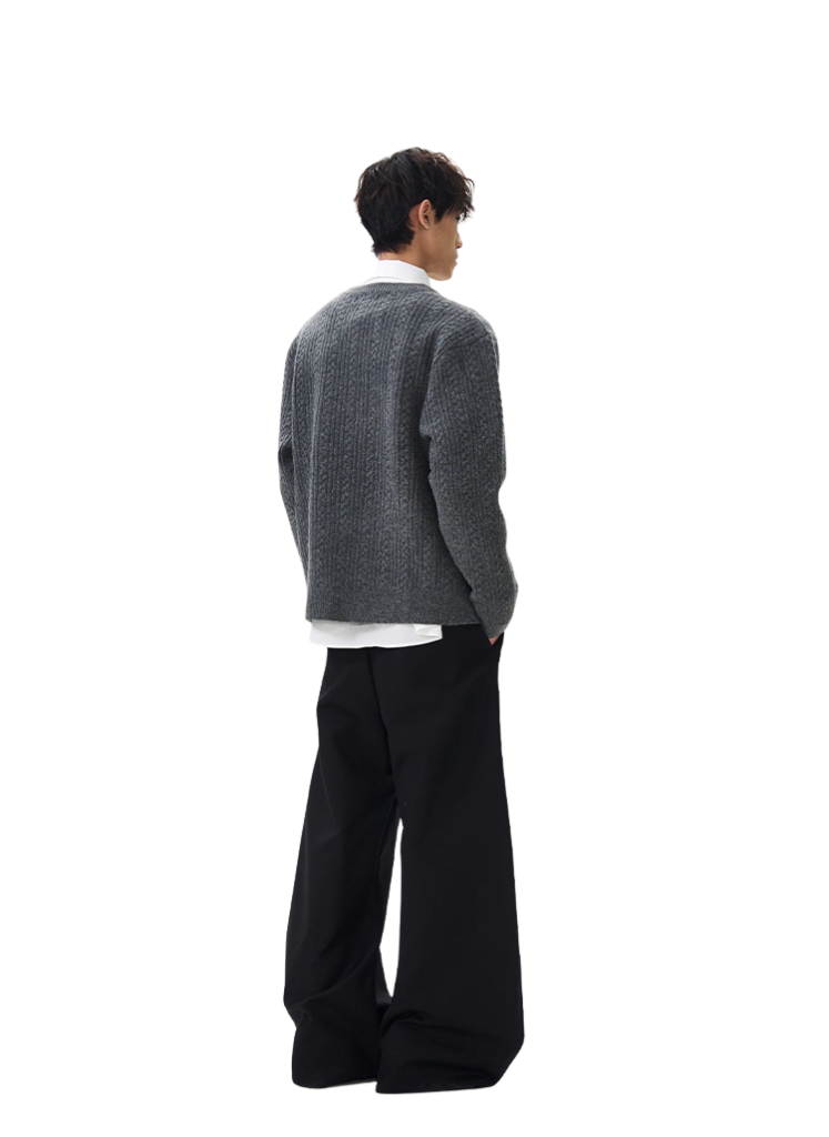 SLIT NECK KNIT SWEATER