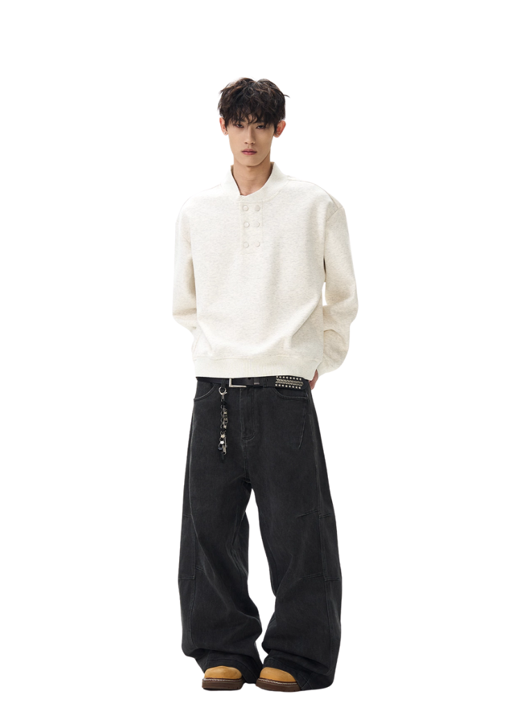 DOUBLE BREASTED HENLEY SWEATER