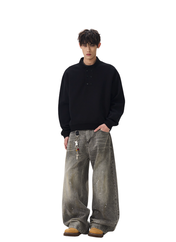 DOUBLE BREASTED HENLEY SWEATER